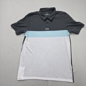 Oakley Mens Golf Polo Shirt Large Performance Color Block Athletic Short Sleeve